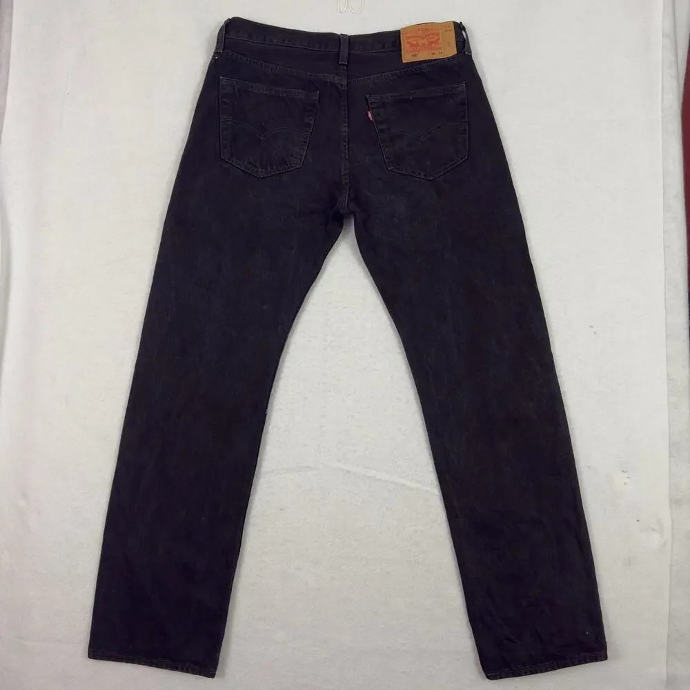 Levis 501 Jeans Mens 36X34 Black Original Fit Straight Leg Button Fly Denim